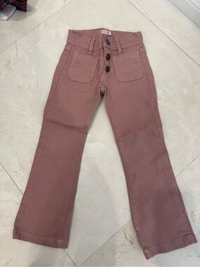La Coqueta Girls Dusty Rose Button-Front Flare Pants